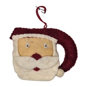 Santa Claus Wool Felt Handmade Christmas Ornament‎ Lou Sibert Whimsical Minimal